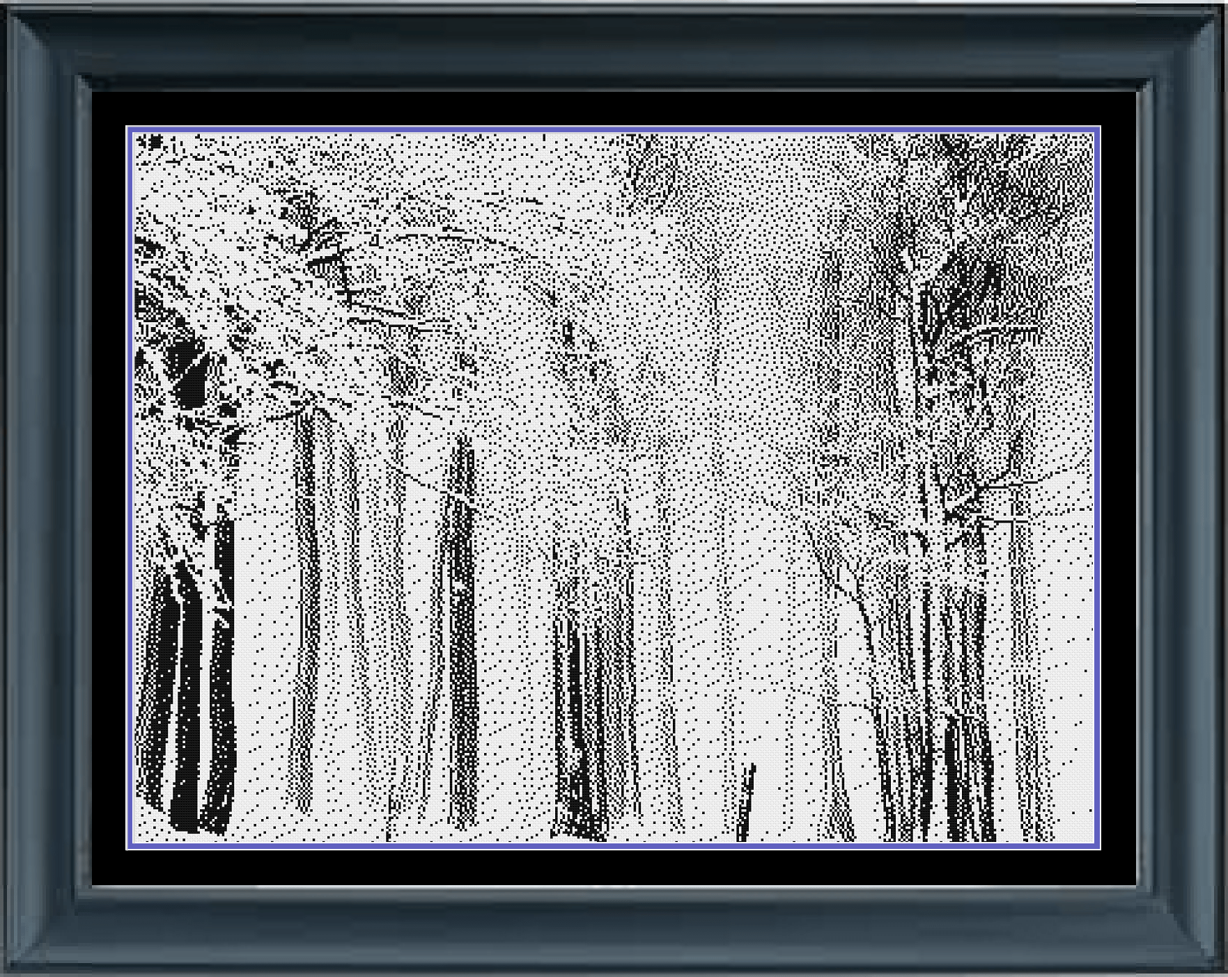 Stitching Jules Design Cross Stitch Pattern Forest Winter Trees Blizzard Landscape Monochrome Black White Counted Cross Stitch Pattern PDF Digital Download Pattern Keeper Ready
